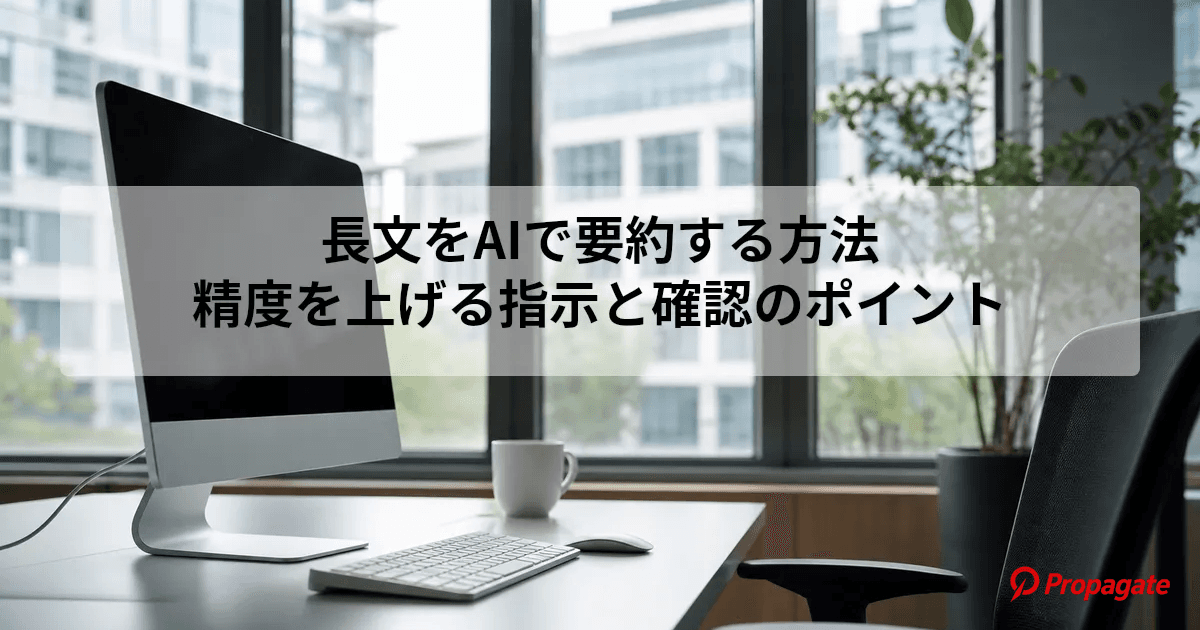 長文をAIで要約する方法|精度を上げる指示と確認のポイントのアイキャッチ画像